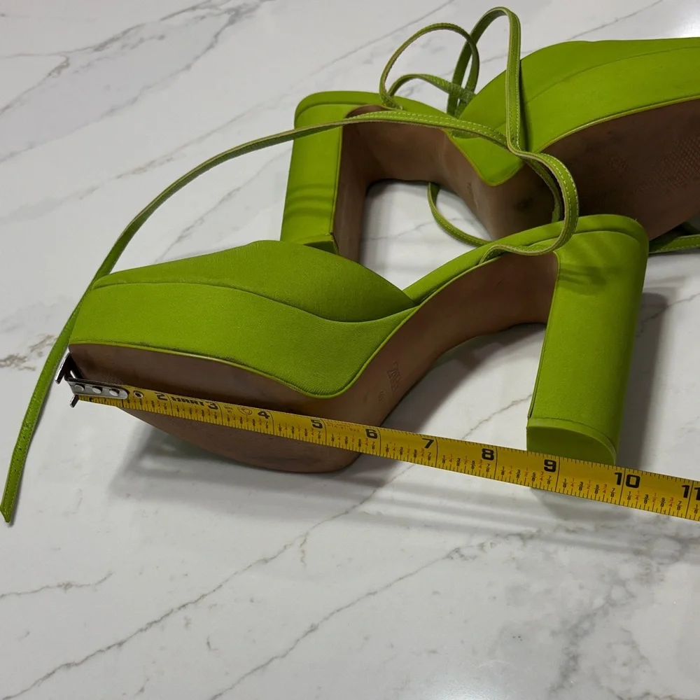Zara Lime Green Platform Ankle-Tie Heels